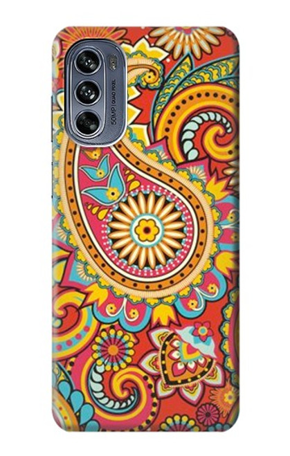 W3402 Floral Paisley Pattern Seamless Hard Case and Leather Flip Case For Motorola Moto G62 5G