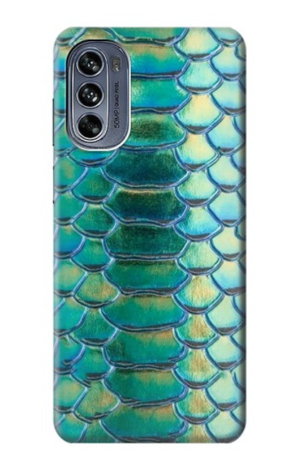 W3414 Green Snake Scale Graphic Print Hard Case and Leather Flip Case For Motorola Moto G62 5G