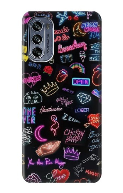 W3433 Vintage Neon Graphic Hard Case and Leather Flip Case For Motorola Moto G62 5G