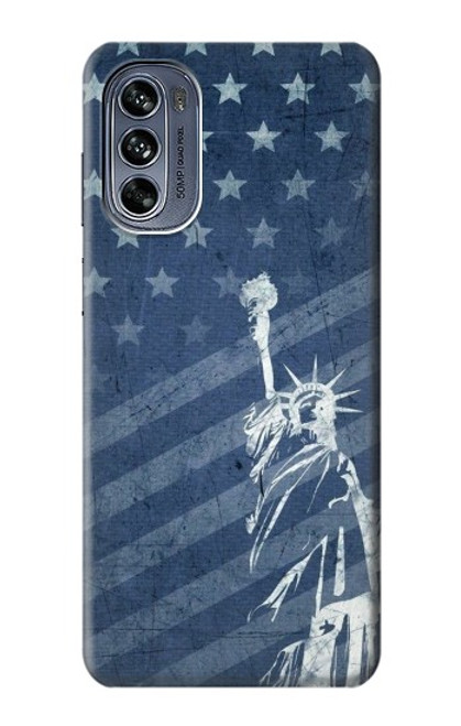 W3450 US Flag Liberty Statue Hard Case and Leather Flip Case For Motorola Moto G62 5G