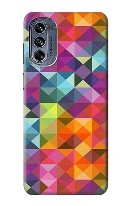 W3477 Abstract Diamond Pattern Hard Case and Leather Flip Case For Motorola Moto G62 5G