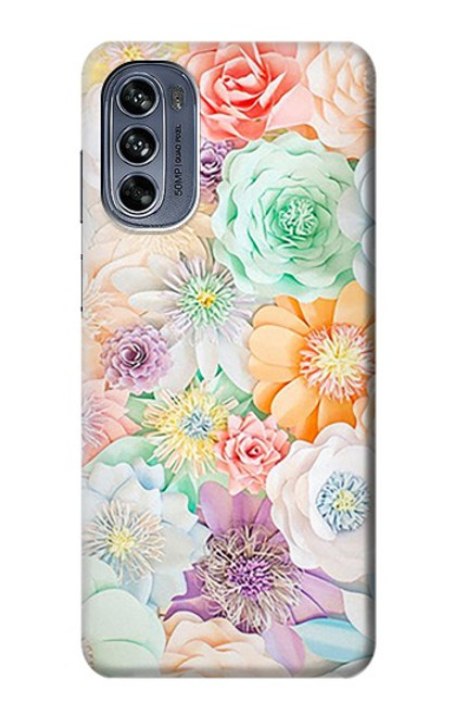 W3705 Pastel Floral Flower Hard Case and Leather Flip Case For Motorola Moto G62 5G