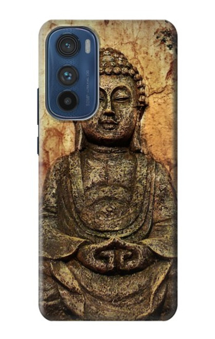 W0344 Buddha Rock Carving Hard Case and Leather Flip Case For Motorola Edge 30