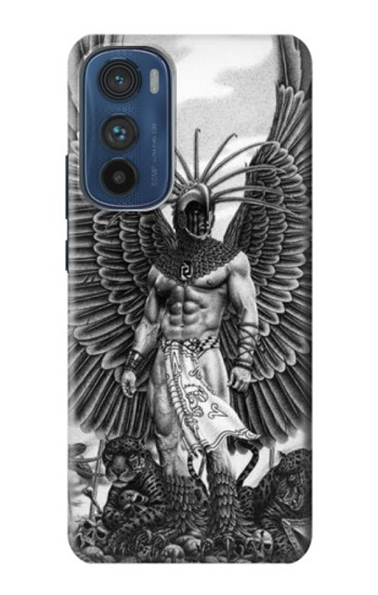 W1235 Aztec Warrior Hard Case and Leather Flip Case For Motorola Edge 30