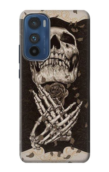 W1676 Skull Rose Hard Case and Leather Flip Case For Motorola Edge 30