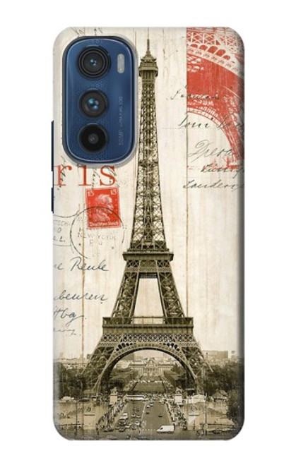 W2108 Eiffel Tower Paris Postcard Hard Case and Leather Flip Case For Motorola Edge 30