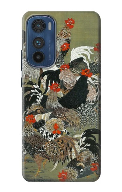 W2699 Ito Jakuchu Rooster Hard Case and Leather Flip Case For Motorola Edge 30