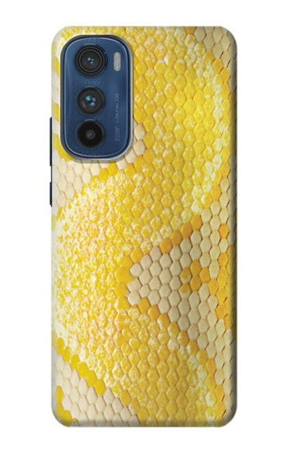 W2713 Yellow Snake Skin Graphic Printed Hard Case and Leather Flip Case For Motorola Edge 30