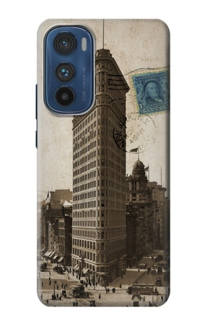 W2832 New York 1903 Flatiron Building Postcard Hard Case and Leather Flip Case For Motorola Edge 30