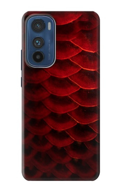 W2879 Red Arowana Fish Scale Hard Case and Leather Flip Case For Motorola Edge 30