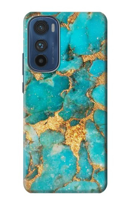 W2906 Aqua Turquoise Stone Hard Case and Leather Flip Case For Motorola Edge 30