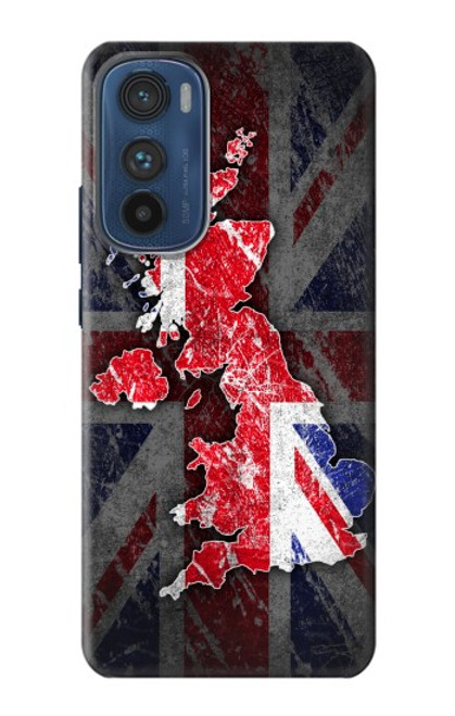 W2936 UK British Flag Map Hard Case and Leather Flip Case For Motorola Edge 30