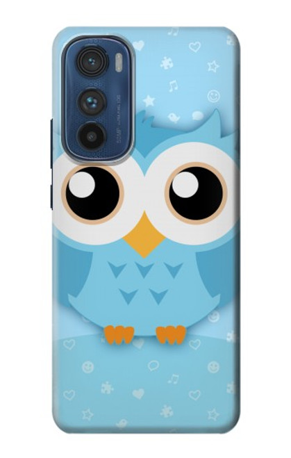 W3029 Cute Blue Owl Hard Case and Leather Flip Case For Motorola Edge 30