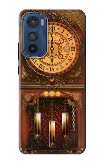 W3174 Grandfather Clock Hard Case and Leather Flip Case For Motorola Edge 30