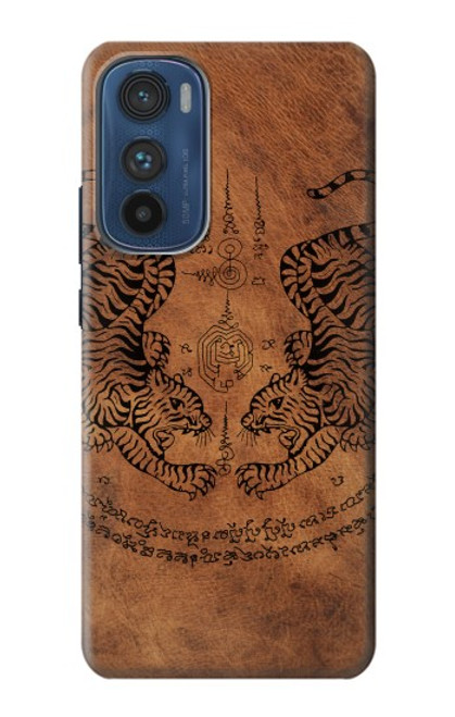 W3209 Sak Yant Twin Tiger Hard Case and Leather Flip Case For Motorola Edge 30