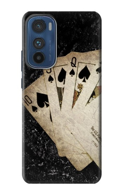 W3231 Vintage Royal Straight Flush Cards Hard Case and Leather Flip Case For Motorola Edge 30