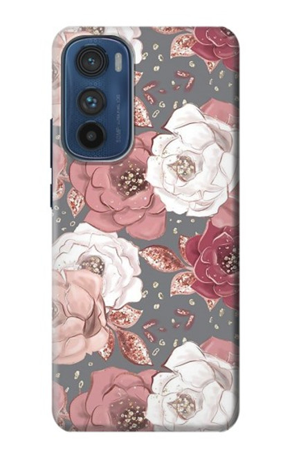 W3716 Rose Floral Pattern Hard Case and Leather Flip Case For Motorola Edge 30