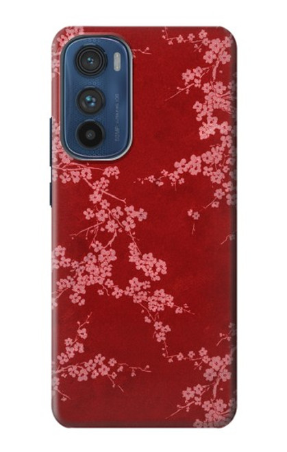 W3817 Red Floral Cherry blossom Pattern Hard Case and Leather Flip Case For Motorola Edge 30