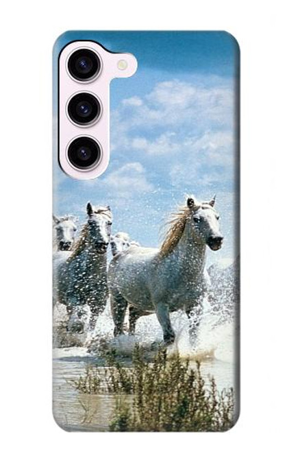 W0250 White Horse Hard Case and Leather Flip Case For Samsung Galaxy S23