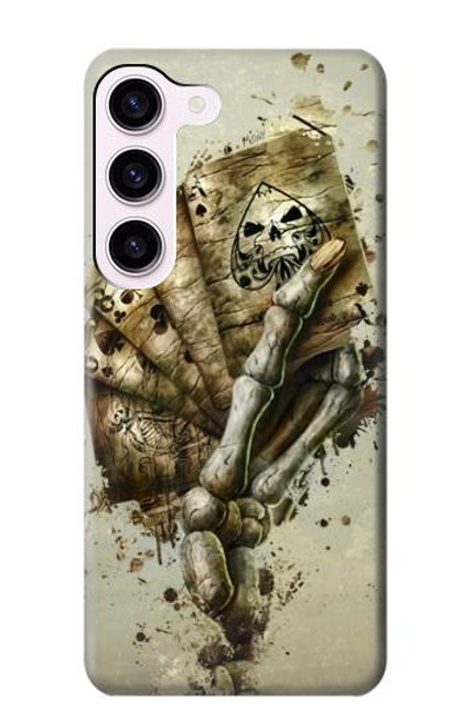 W0550 Skull Card Poker Hard Case and Leather Flip Case For Samsung Galaxy S23