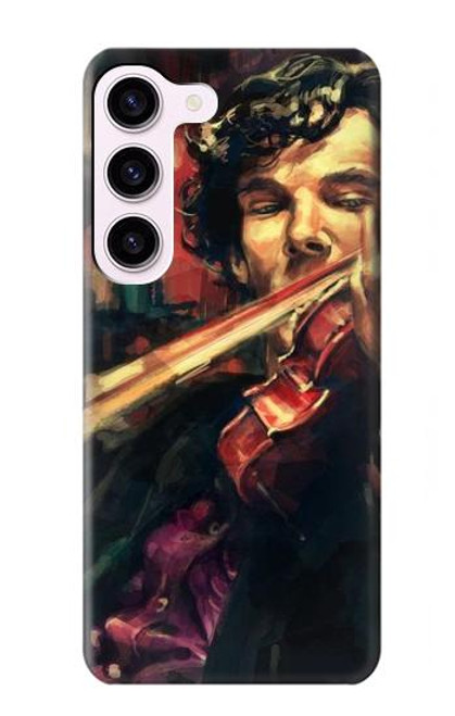 W0723 Violin Art Paint Hard Case and Leather Flip Case For Samsung Galaxy S23