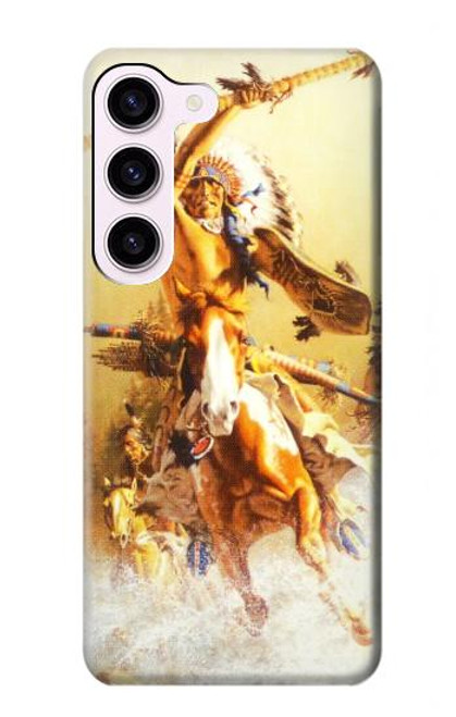 W1087 Red Indian Warrior Hard Case and Leather Flip Case For Samsung Galaxy S23