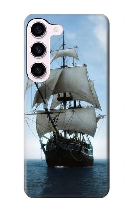 W1096 Sailing Ship in an Ocean Hard Case and Leather Flip Case For Samsung Galaxy S23