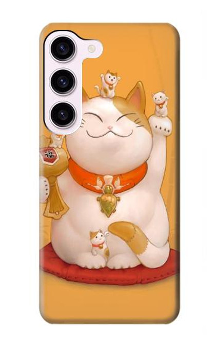 W1217 Maneki Neko Lucky Cat Hard Case and Leather Flip Case For Samsung Galaxy S23