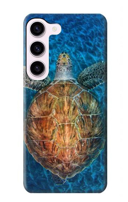 W1249 Blue Sea Turtle Hard Case and Leather Flip Case For Samsung Galaxy S23