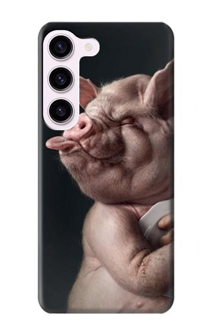 W1273 Crazy Pig Hard Case and Leather Flip Case For Samsung Galaxy S23