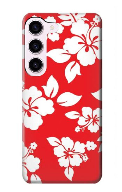 W1949 Hawaiian Hibiscus Pattern Hard Case and Leather Flip Case For Samsung Galaxy S23