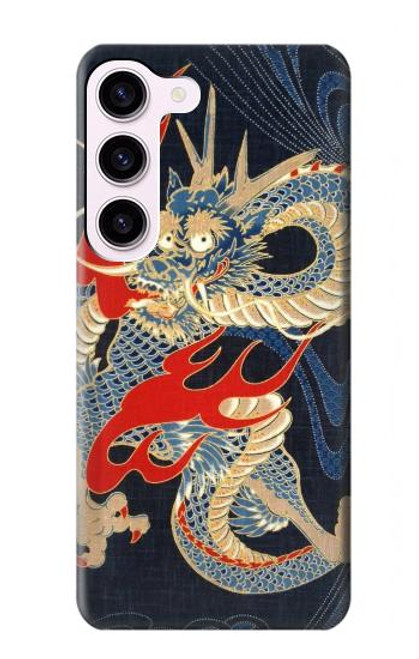 W2073 Japan Dragon Art Hard Case and Leather Flip Case For Samsung Galaxy S23