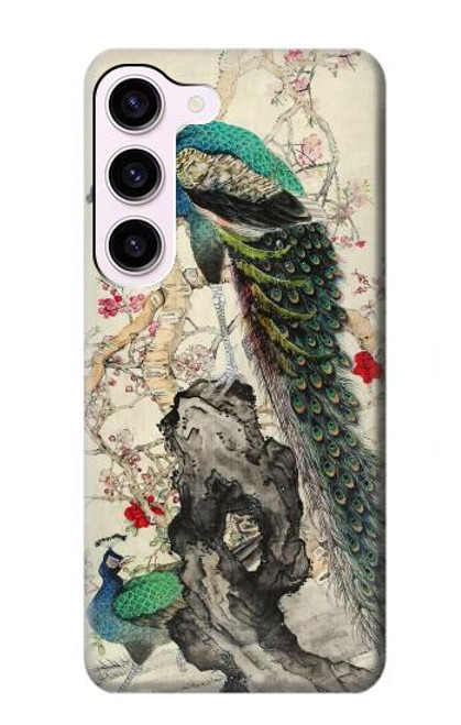 W2086 Peacock Painting Hard Case and Leather Flip Case For Samsung Galaxy S23