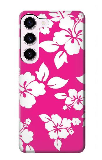 W2246 Hawaiian Hibiscus Pink Pattern Hard Case and Leather Flip Case For Samsung Galaxy S23