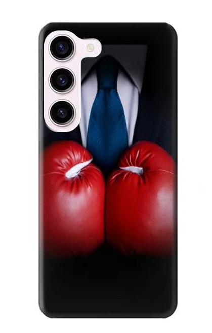 W2261 Businessman Black Suit With Boxing Gloves Hard Case and Leather Flip Case For Samsung Galaxy S23