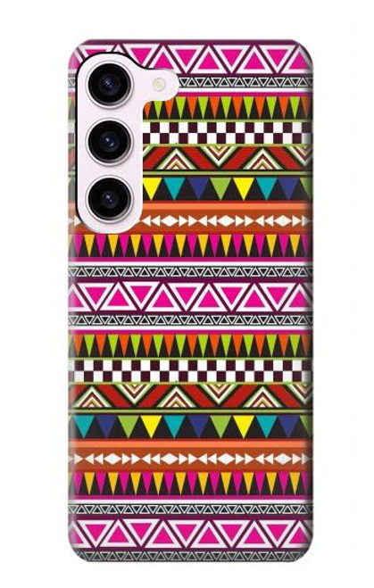 W2292 Aztec Tribal Pattern Hard Case and Leather Flip Case For Samsung Galaxy S23