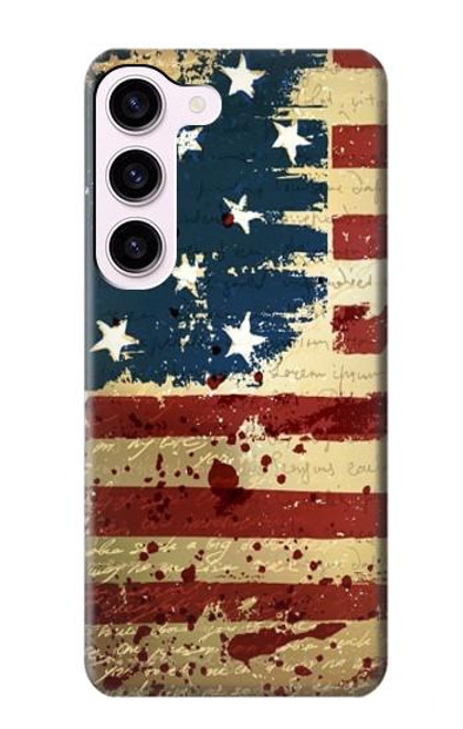 W2349 Old American Flag Hard Case and Leather Flip Case For Samsung Galaxy S23