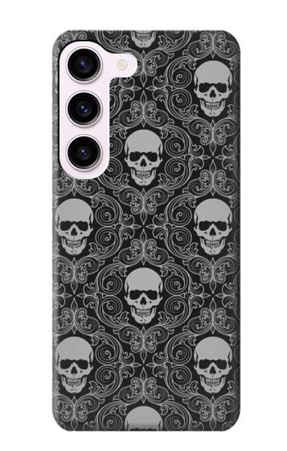 W2371 Skull Vintage Monochrome Pattern Hard Case and Leather Flip Case For Samsung Galaxy S23