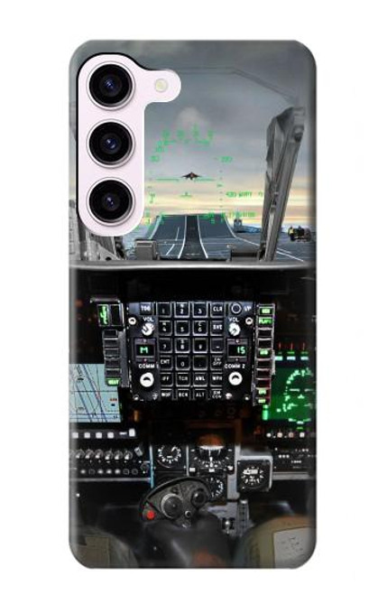W2435 Fighter Jet Aircraft Cockpit Hard Case and Leather Flip Case For Samsung Galaxy S23
