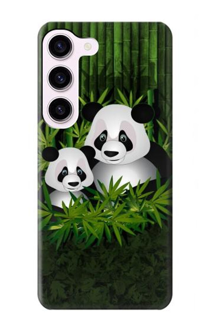 W2441 Panda Family Bamboo Forest Hard Case and Leather Flip Case For Samsung Galaxy S23