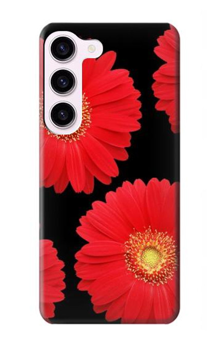 W2478 Red Daisy flower Hard Case and Leather Flip Case For Samsung Galaxy S23