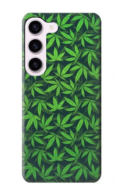 W2666 Marijuana Pattern Hard Case and Leather Flip Case For Samsung Galaxy S23