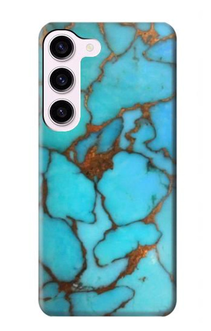 W2685 Aqua Turquoise Gemstone Graphic Printed Hard Case and Leather Flip Case For Samsung Galaxy S23