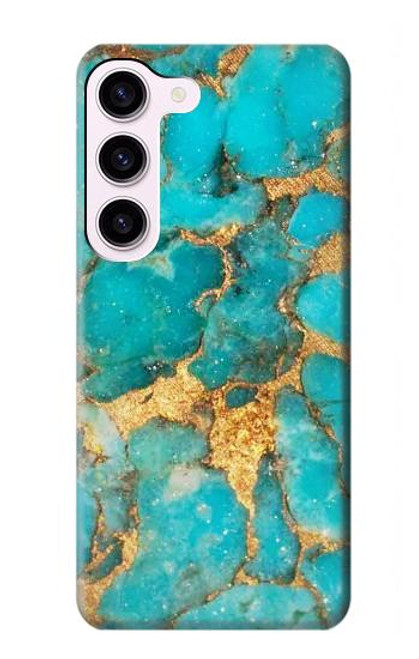 W2906 Aqua Turquoise Stone Hard Case and Leather Flip Case For Samsung Galaxy S23