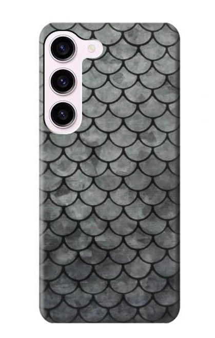 W2950 Silver Fish Scale Hard Case and Leather Flip Case For Samsung Galaxy S23