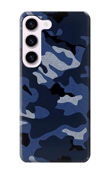 W2959 Navy Blue Camo Camouflage Hard Case and Leather Flip Case For Samsung Galaxy S23