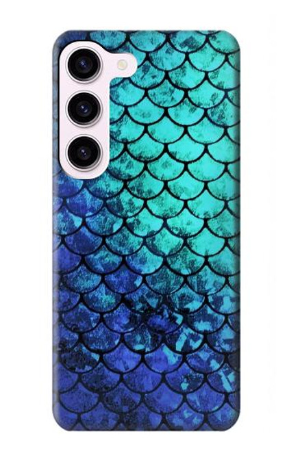 W3047 Green Mermaid Fish Scale Hard Case and Leather Flip Case For Samsung Galaxy S23