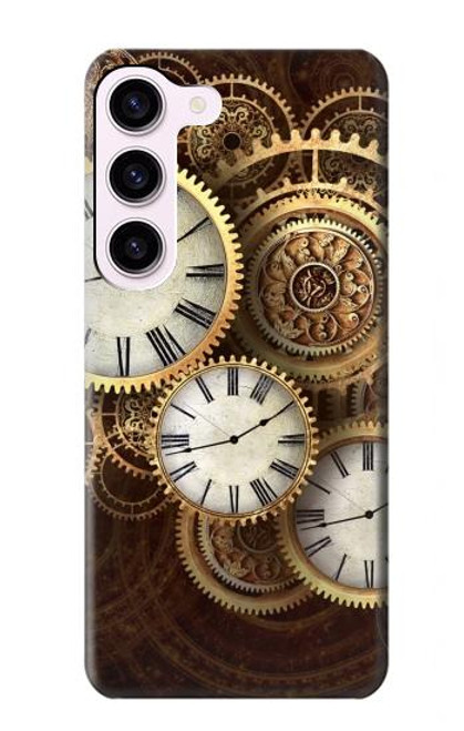 W3172 Gold Clock Live Hard Case and Leather Flip Case For Samsung Galaxy S23