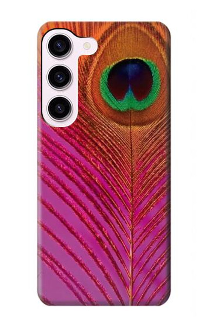 W3201 Pink Peacock Feather Hard Case and Leather Flip Case For Samsung Galaxy S23