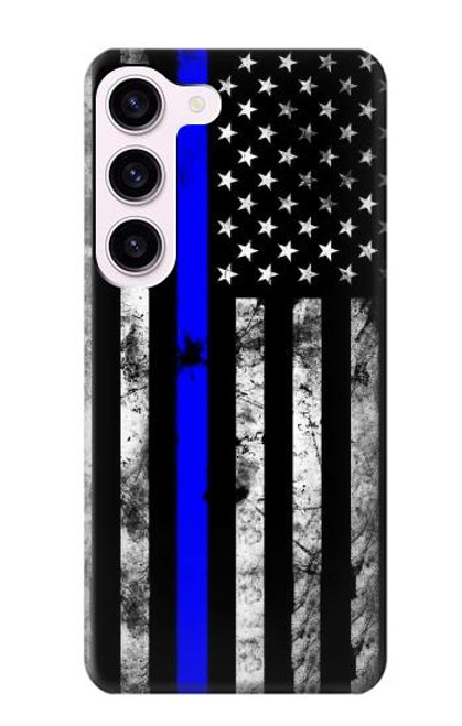 W3244 Thin Blue Line USA Hard Case and Leather Flip Case For Samsung Galaxy S23